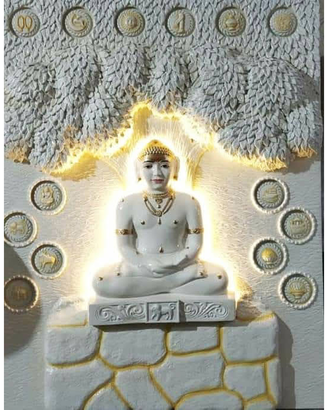 Riddhi Siddhi Art Creations - LED Halo Tirthankara Meditation Idol Mural
